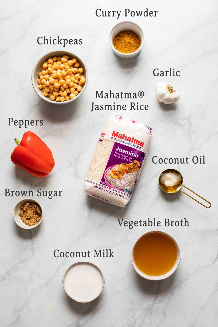 Ingredients for curry rice recipe.