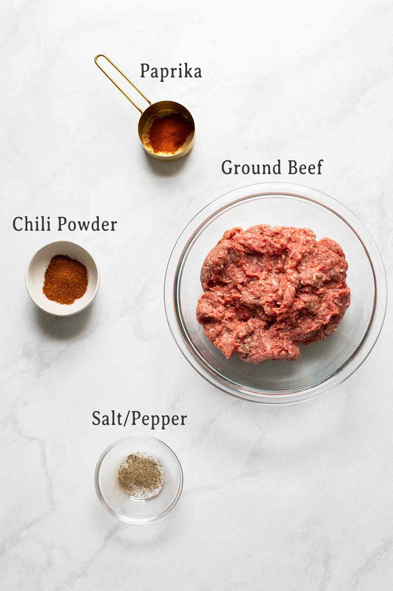 Ingredients for burger patties recipe.