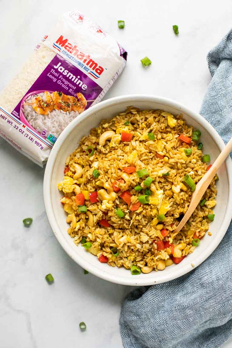 Top shot of Pineapple Fried Rice with Mahatma Jasmine Rice.