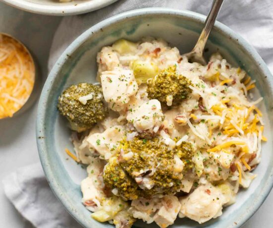 Close up of Crockpot Chicken and Rice in a cozy bowl.