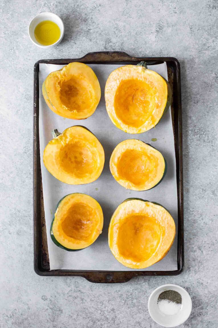 Ingredients for how to roast acorn squash.