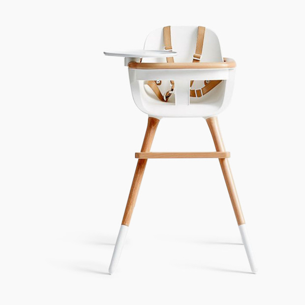 Midcentury modern high chair for baby.