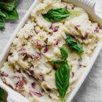 Top shot of Creamy Garlic Mashed Potatoes.