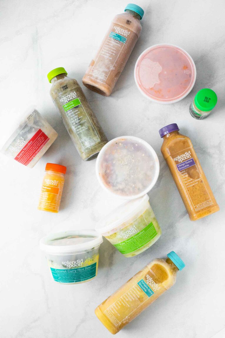 Top shot of Splendid Spoon smoothies and bowls for review.