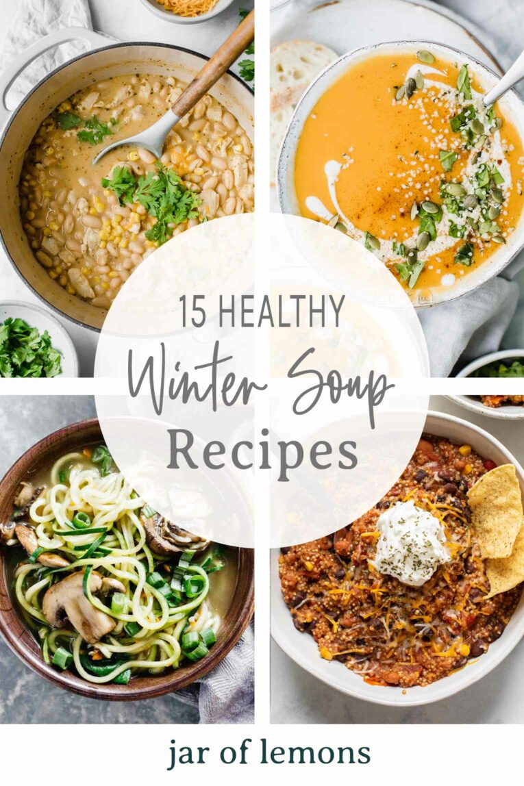15 Healthy Winter Soups Pinterest Image