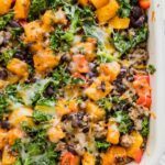 Close up of Spicy Southwest Butternut Squash Casserole.