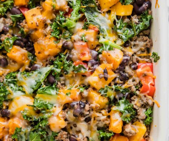 Close up of Spicy Southwest Butternut Squash Casserole.