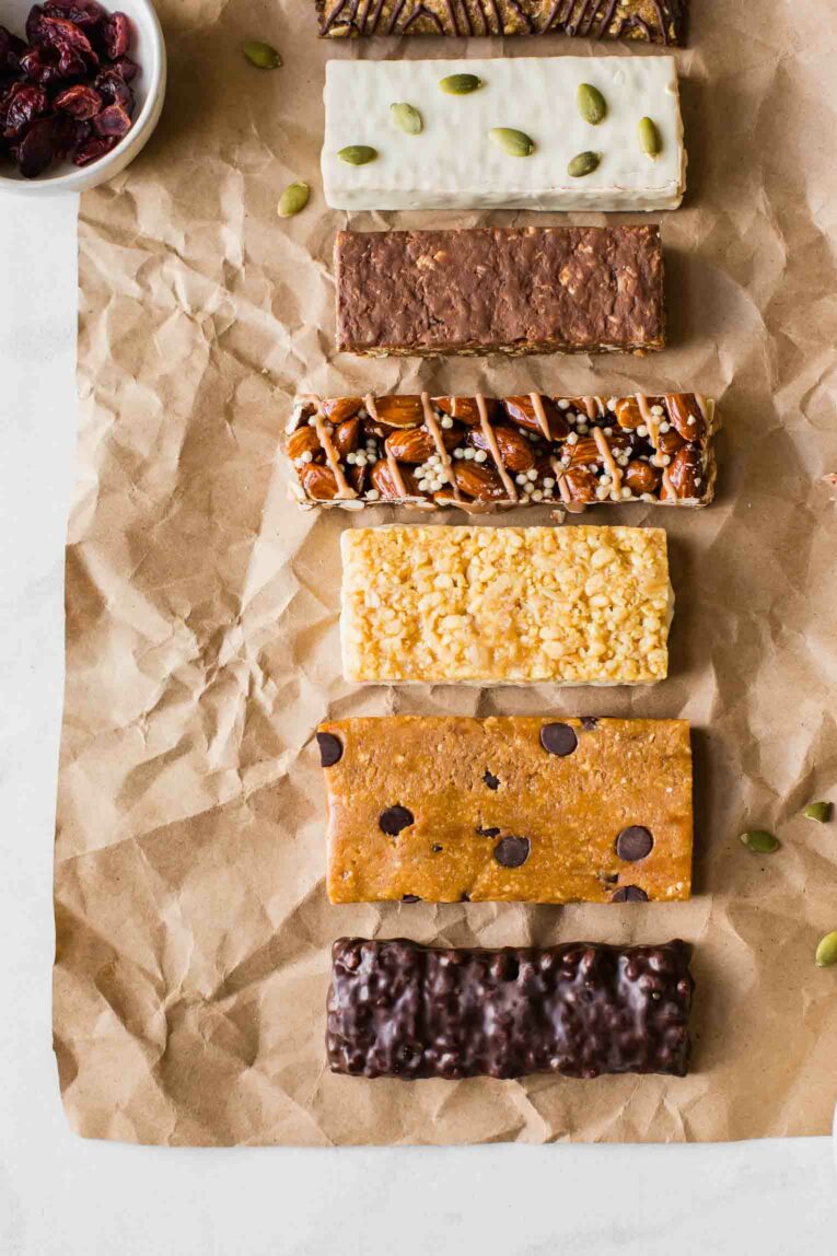 Close up of the best vegan protein bars.