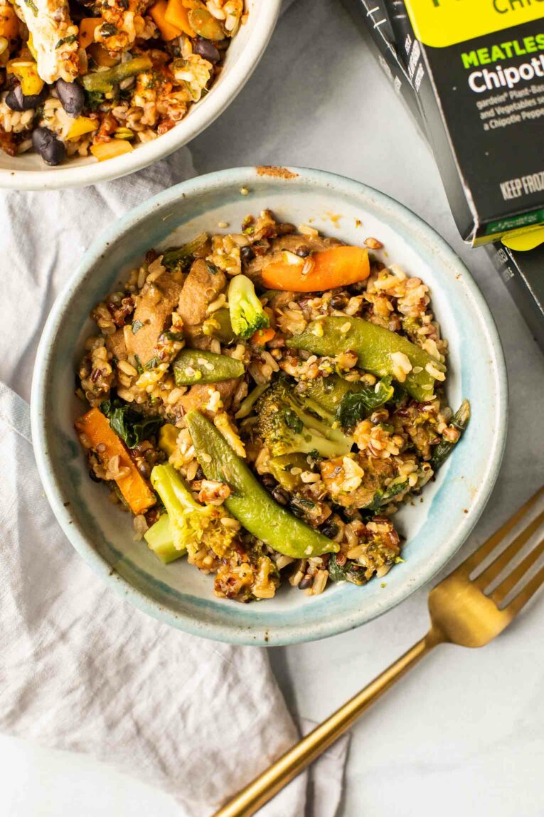 Close up of Healthy Choice Power bowl in a white bowl.