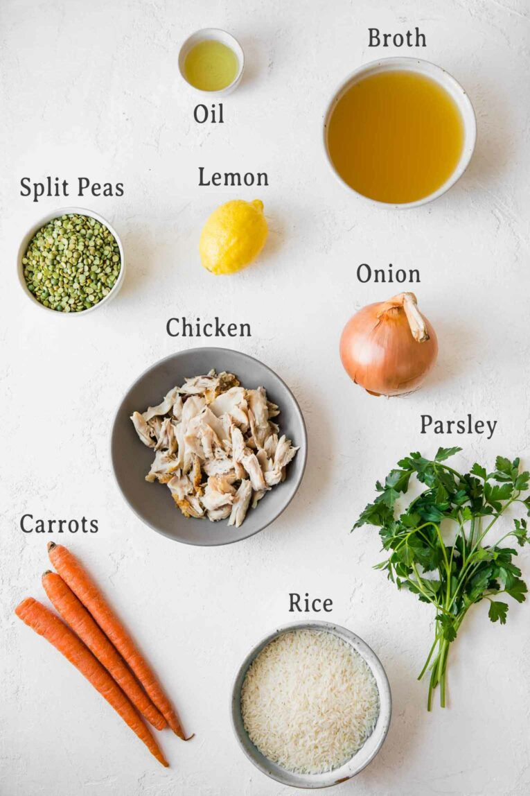 Ingredients for Chicken Lemon Rice Soup.