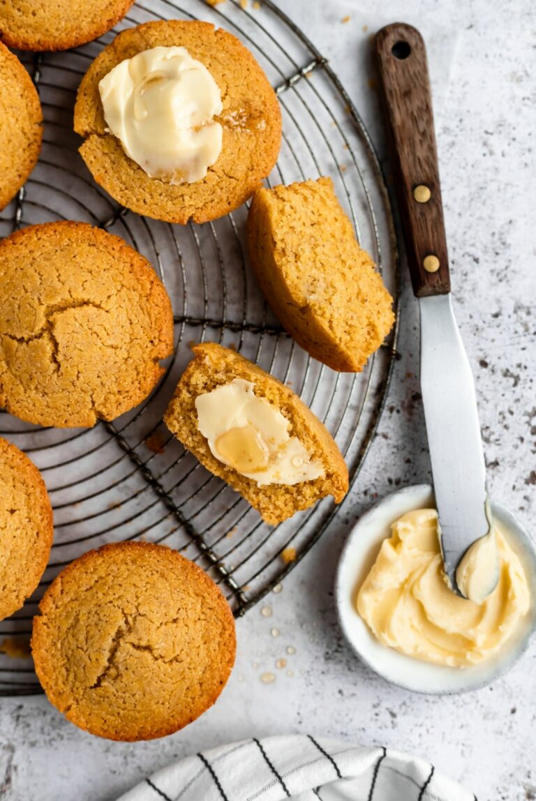 A top shot of gluten free muffins.