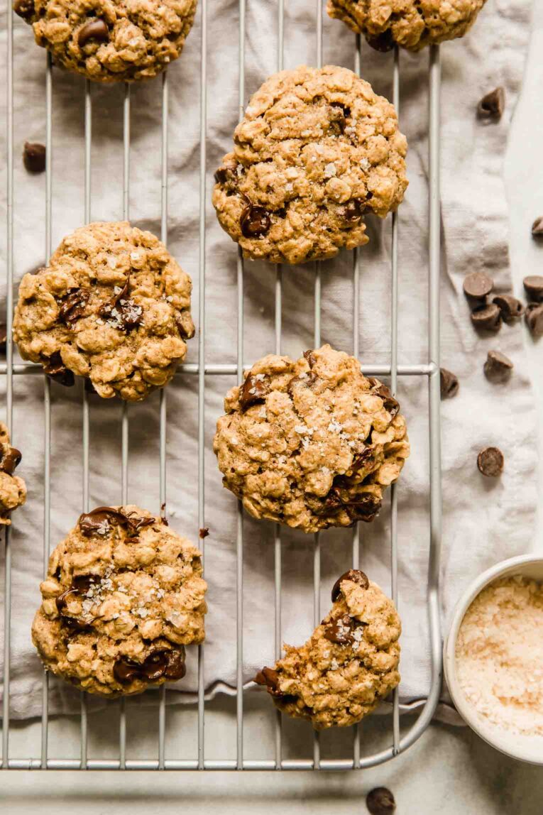 Lactation cookies on a cooling rack.