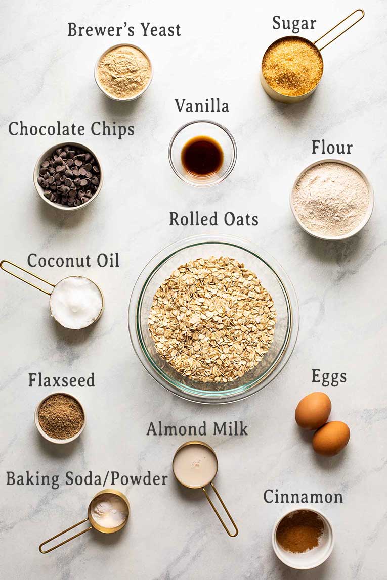 Ingredients for making lactation cookies.