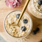 Top shot of Vanilla Cream Protein Overnight Oats.