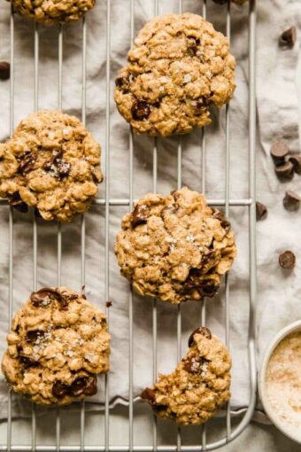 Lactation cookies on a cooling rack.