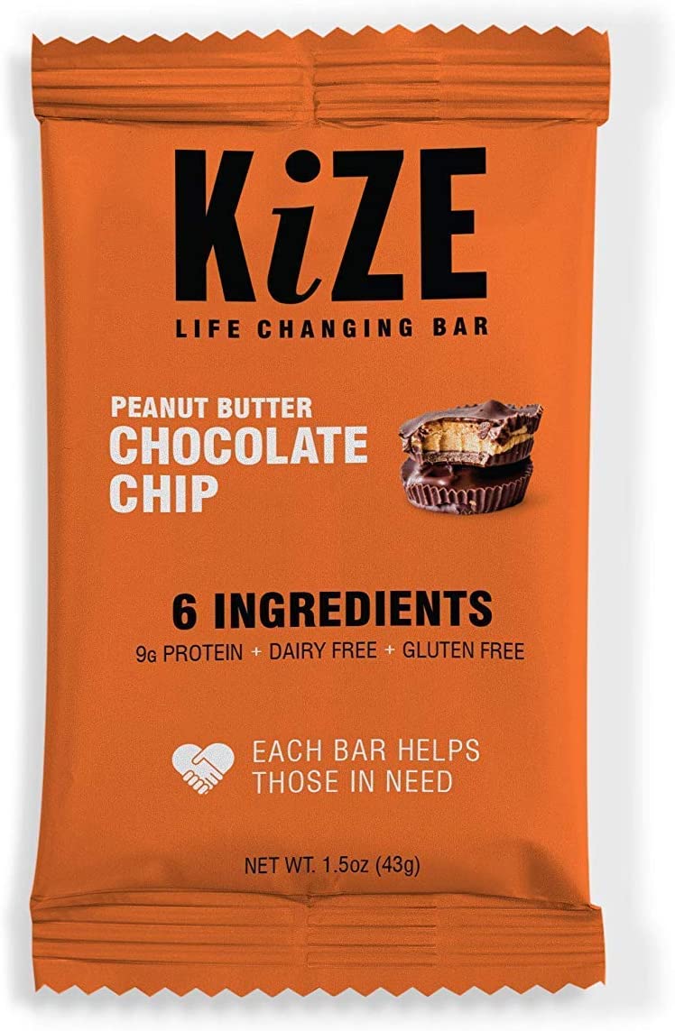 KiZE Peanut Butter Chocolate Chip Protein Bars.