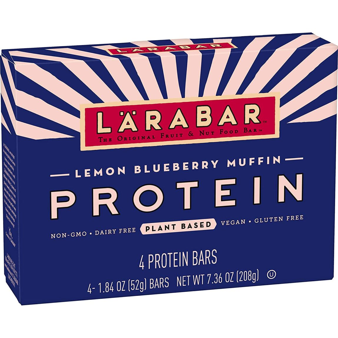 Larabar protein bars in lemon blueberry muffin flavor.