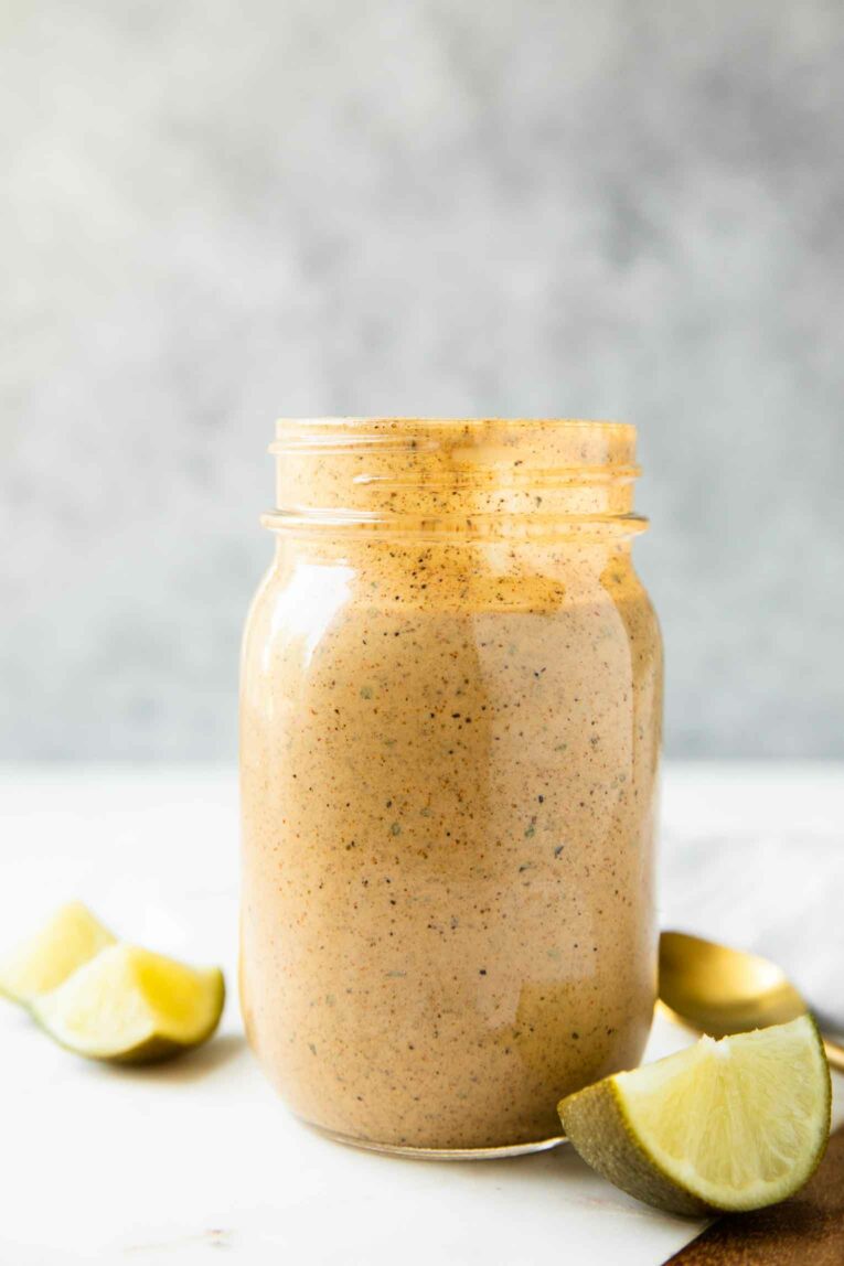 Southwest Salad Dressing recipe in a mason jar.