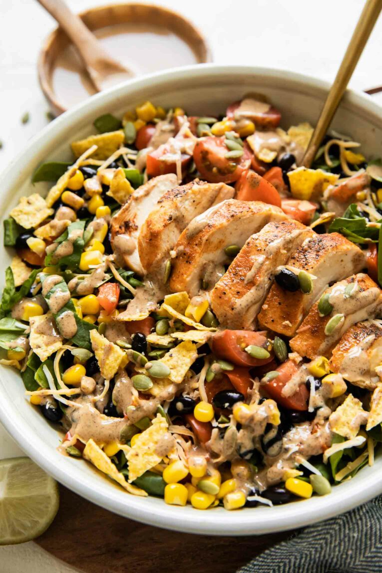 Angled shot of Chick-Fil-A Spicy Southwest Salad.