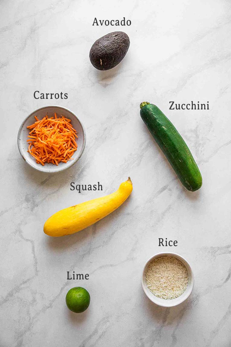 Ingredients for Hot Honey Chicken Bowls.