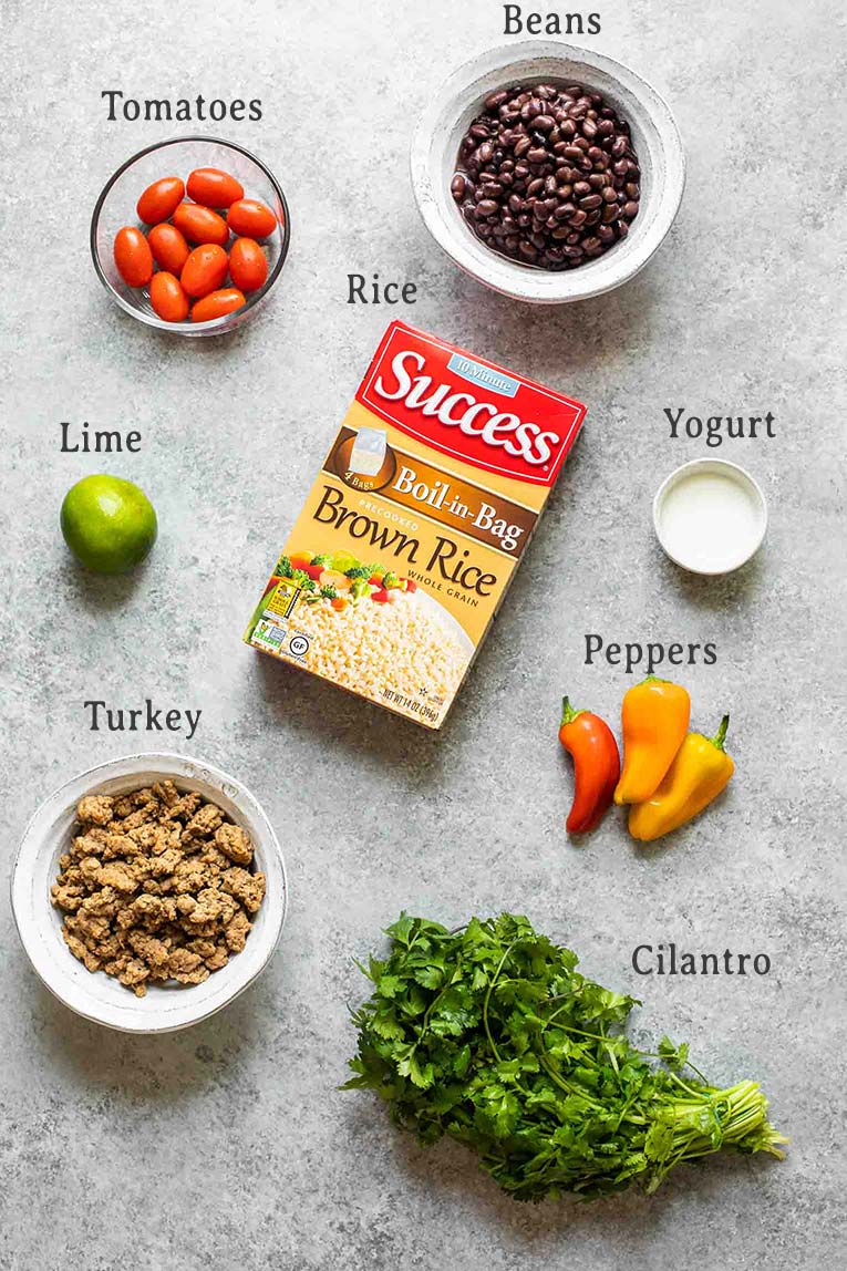 Ingredients for taco bowls recipe.