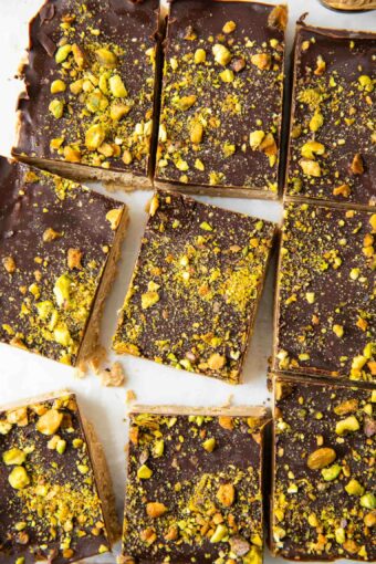 Close up of Homemade Peanut Butter Protein Bars.
