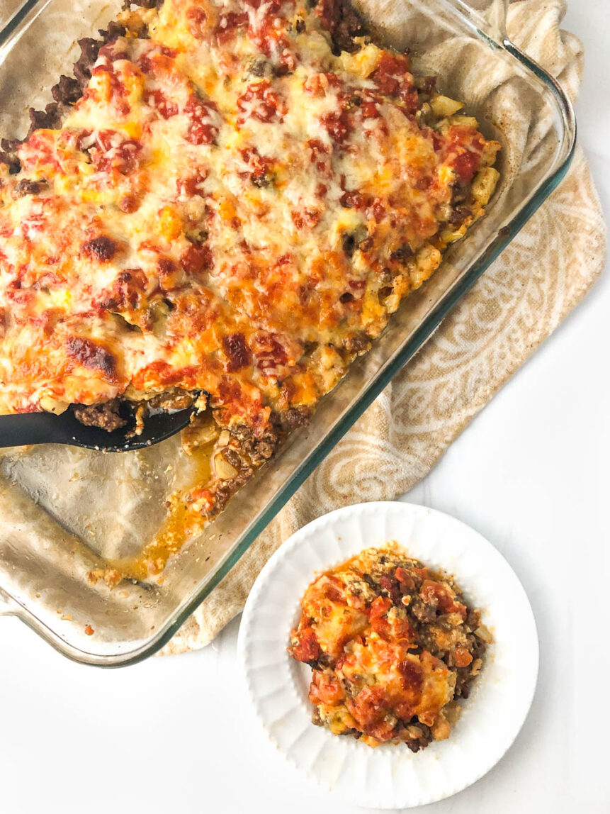 Healthy ground beef recipes: Keto ground beef casserole.