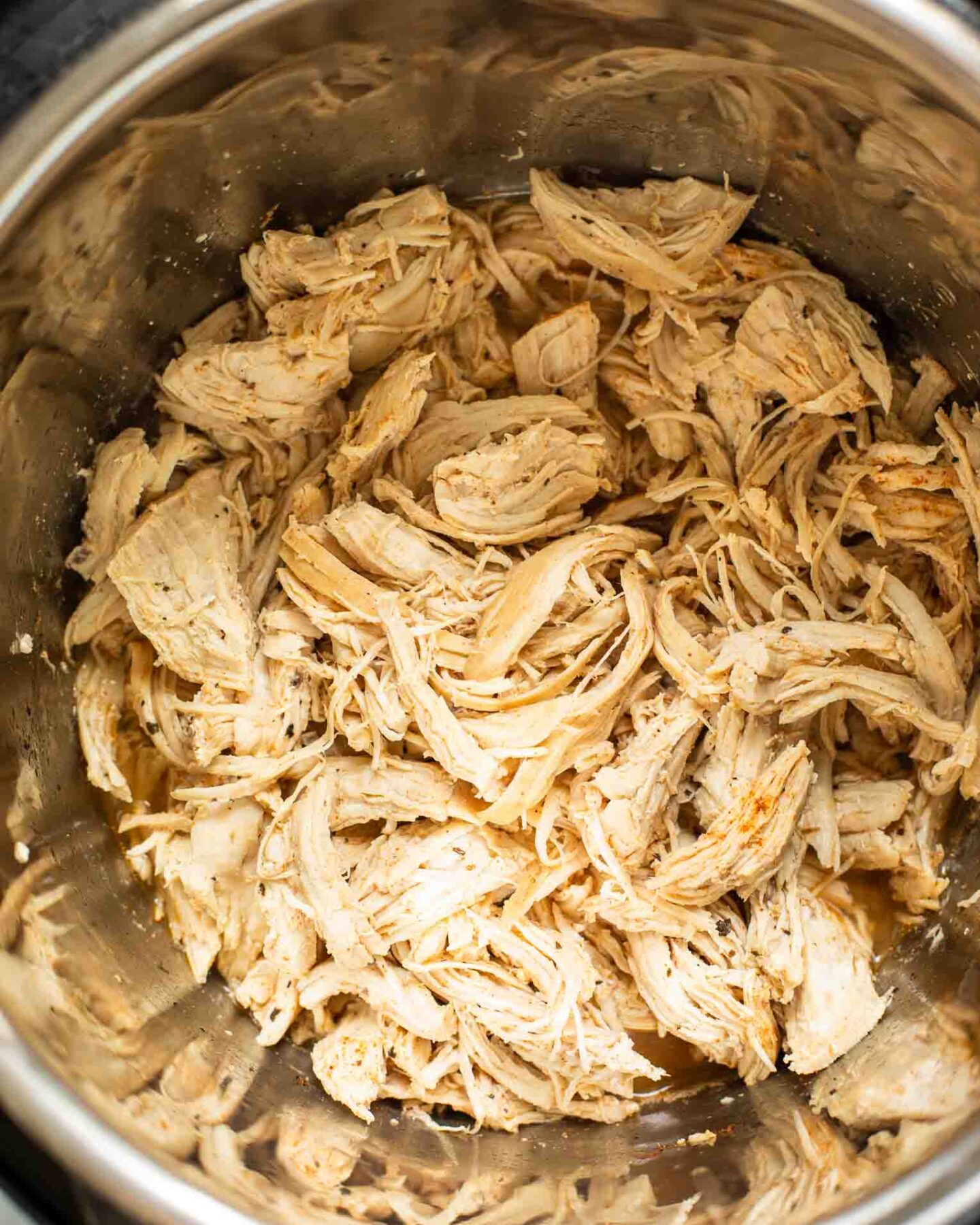 Top shot of Instant Pot Shredded Chicken.