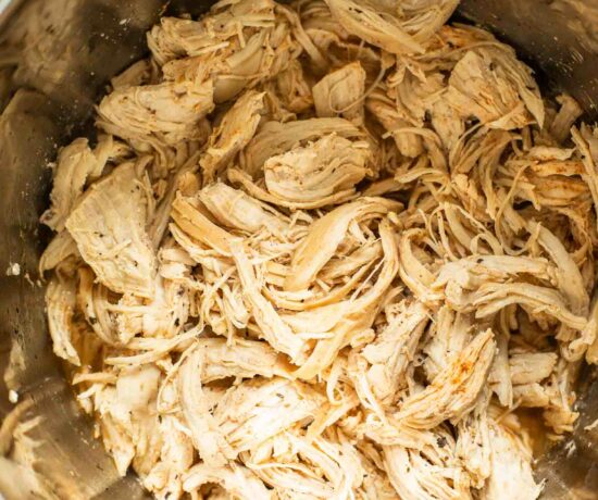 Top shot of Instant Pot Shredded Chicken.
