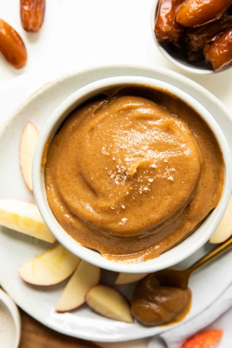 Top shot of the BEST Vegan Caramel Sauce.