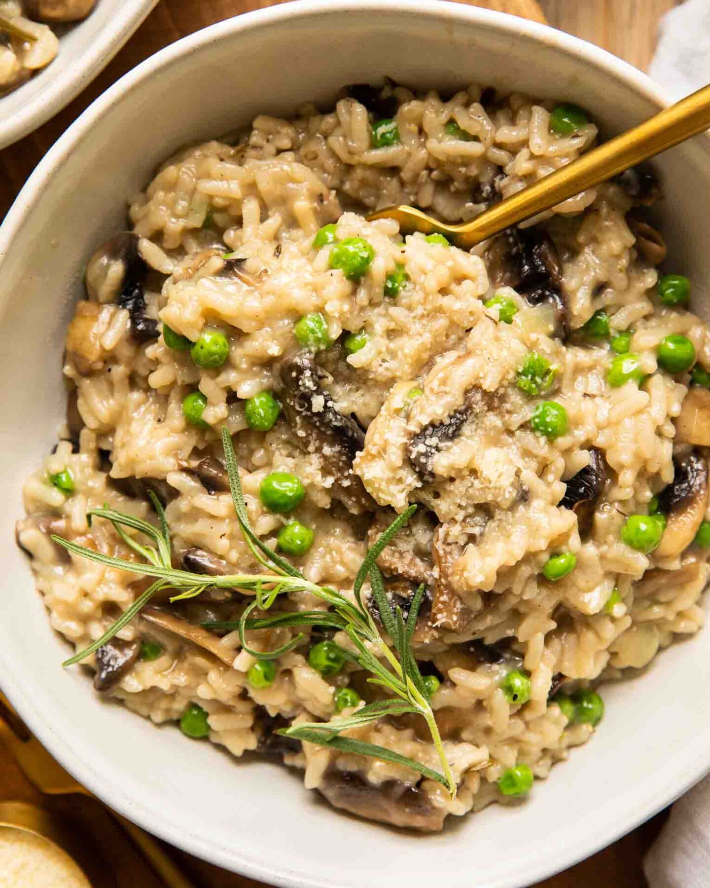 Close up of Instant Pot Mushroom Risotto in a bowl.