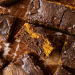 Close up of pumpkin brownies.