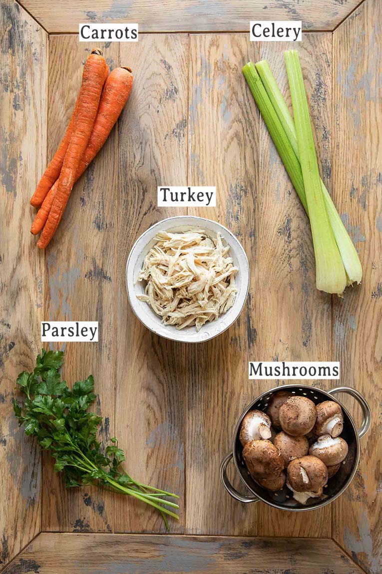 Second photo of ingredients for turkey wild rice soup.