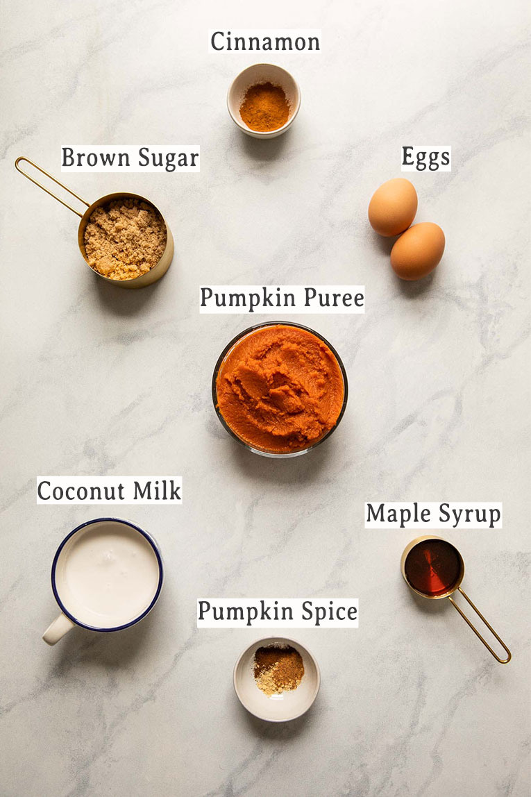 Ingredients for dairy free pumpkin pie.