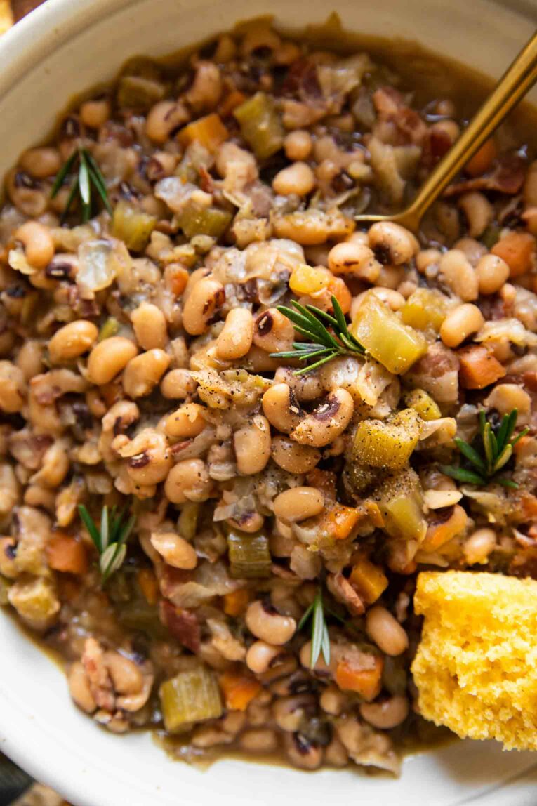 Close up of Instant Pot Black Eyed Peas.