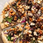 Top shot photo of vegetarian hot honey pizza.