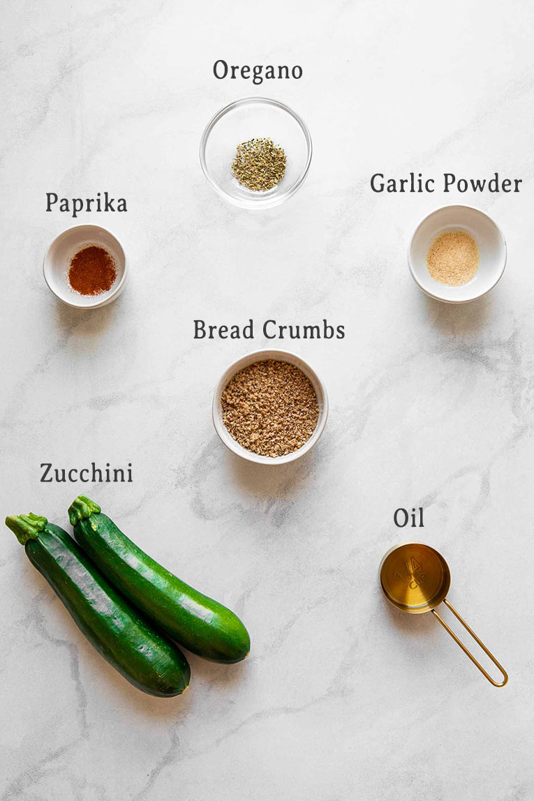 Ingredients for making air fryer zucchini.