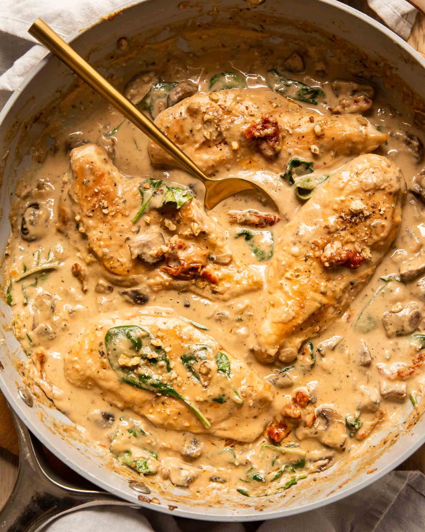 Top photo of dairy-free tuscan chicken recipe.