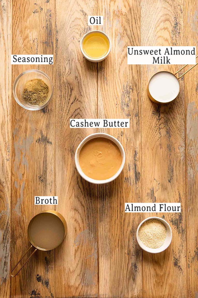 Ingredients for a dairy-free tuscan chicken sauce.