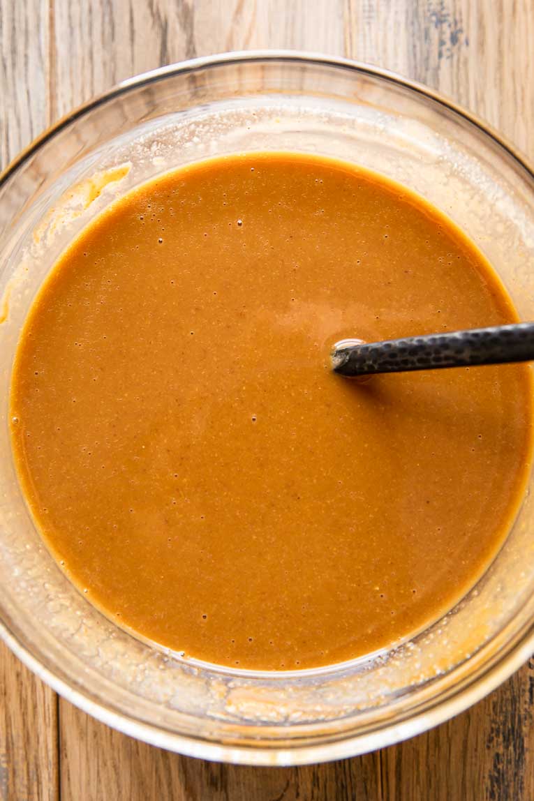 Peanut Butter sauce being mixed for chicken.
