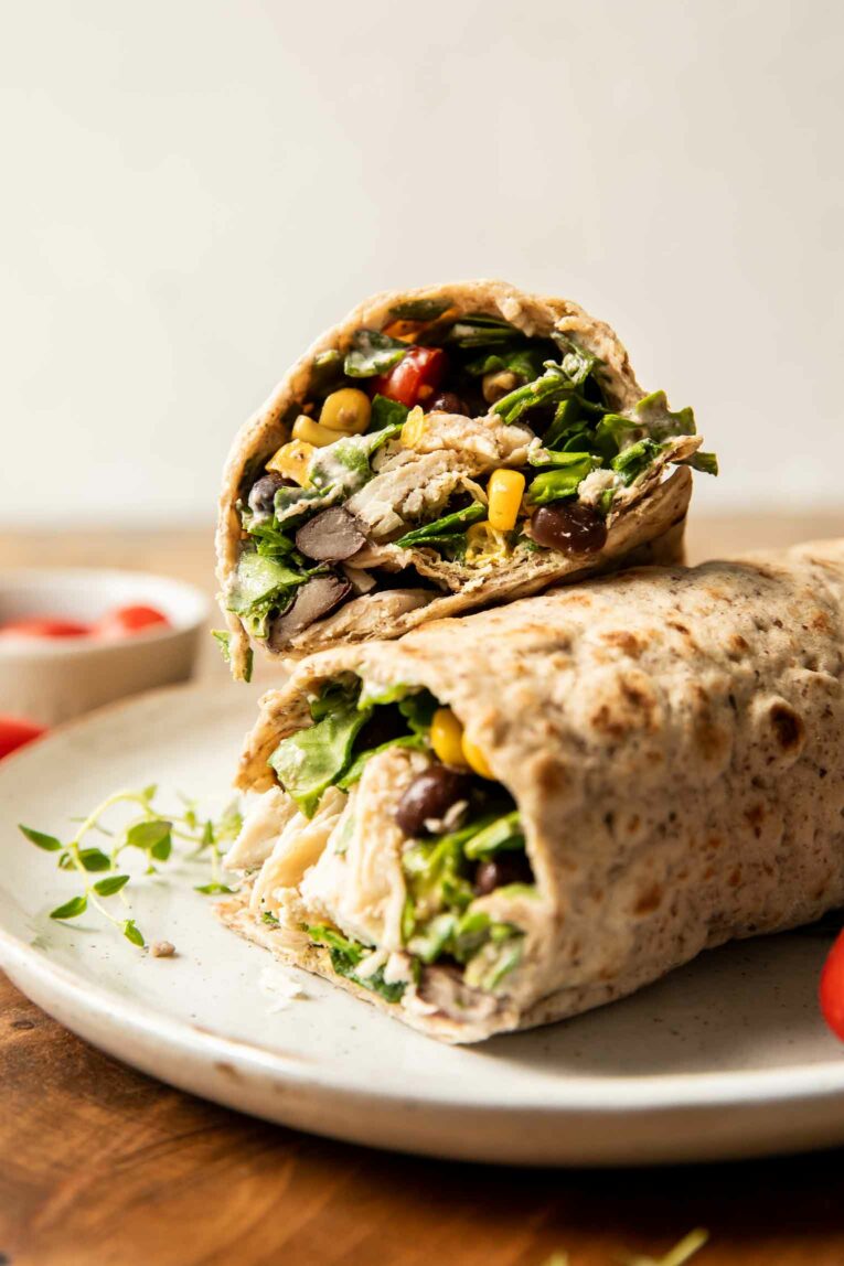 Across photo of Slow Cooker Fiesta Ranch Chicken Wraps.