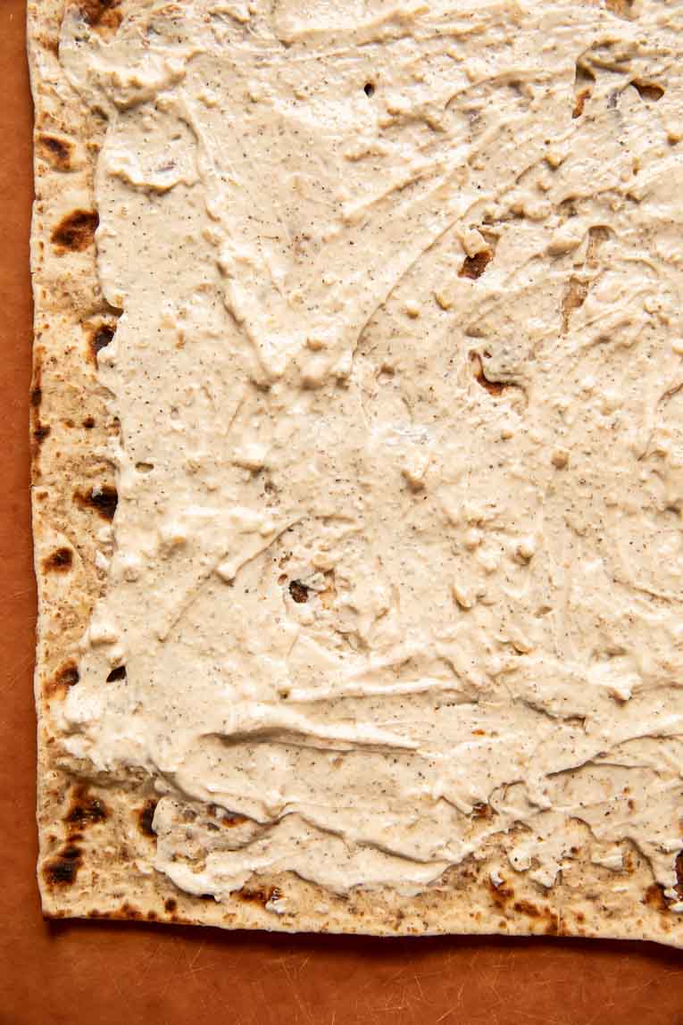 Lavash topped with fiesta ranch dressing.