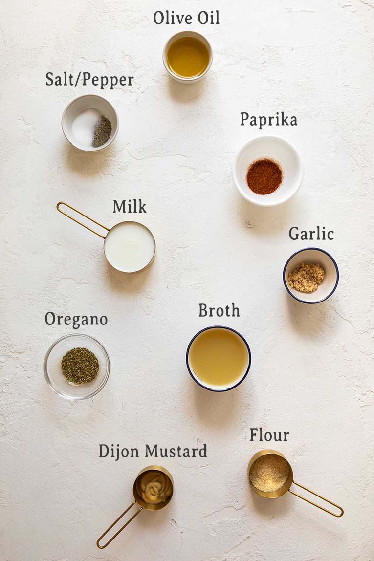 Ingredients for sun-dried tomato pasta sauce.