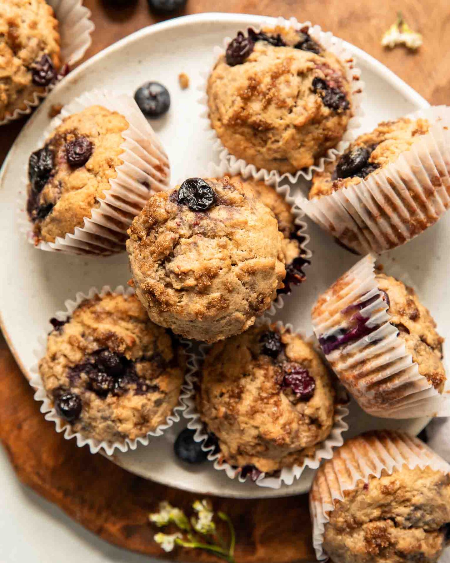 Beautiful protein muffins with bananas and blueberries.