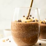 Chocolate Banana Chia Seed Pudding close up image.