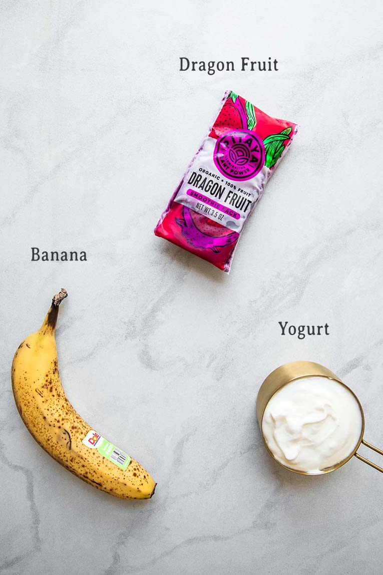 Ingredients for Dragon Fruit Smoothie Recipe.