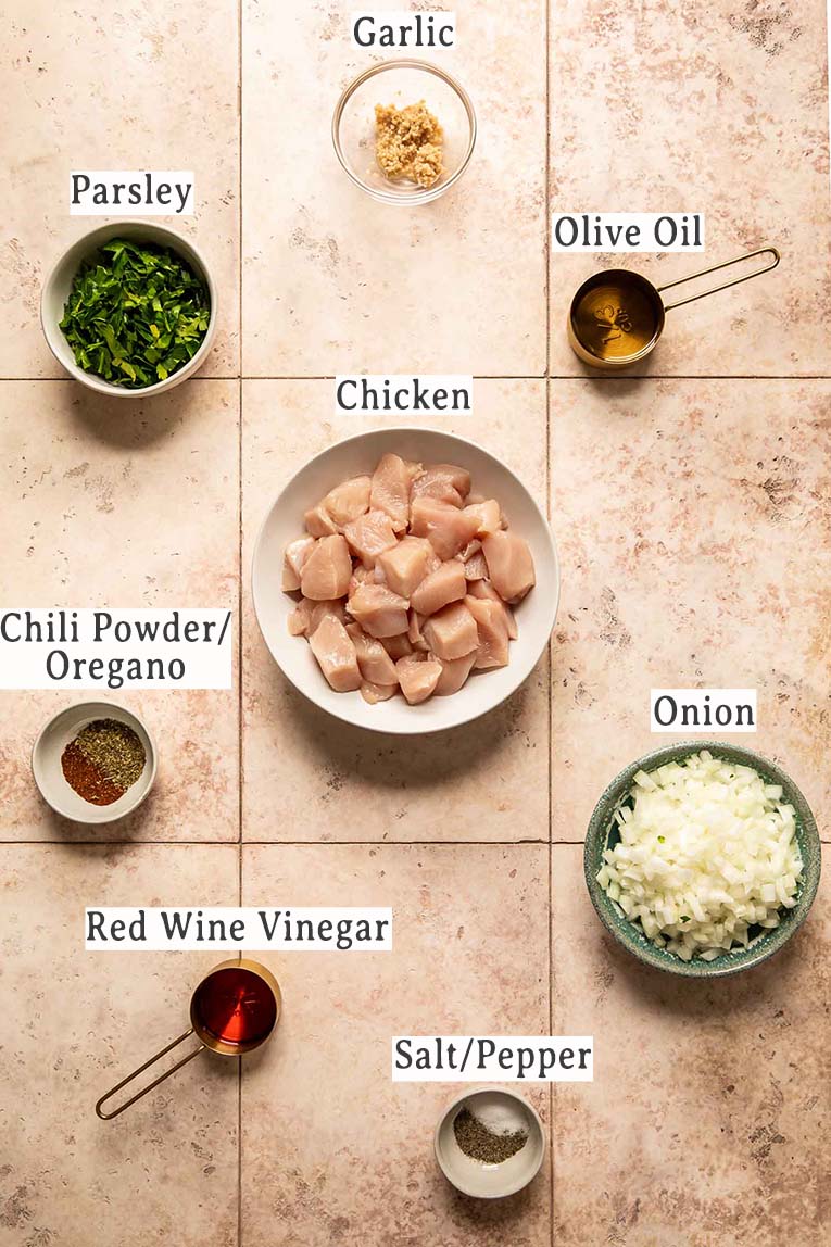 Ingredients for Chimichurri Chicken Bowls recipe.