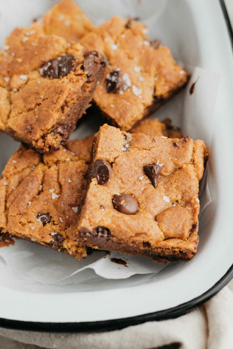 Close up of vegan cookies with dark chocolate chips.