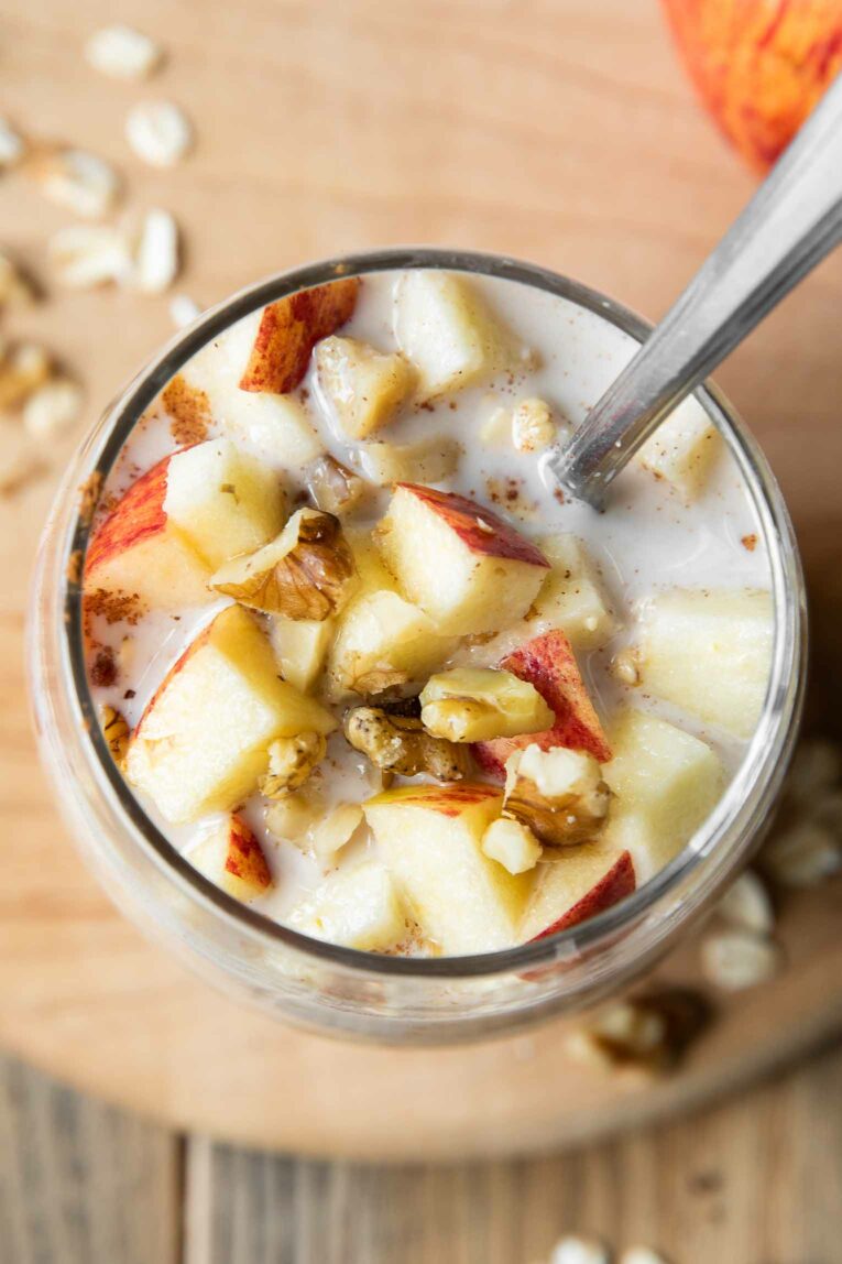 Top photo of Apple Cinnamon Overnight Oats.