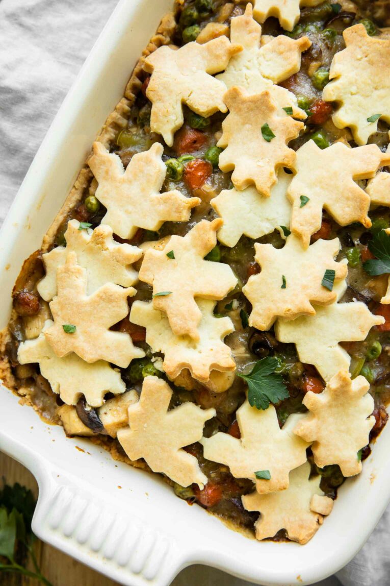 Close up of gluten-free chicken pot pie.